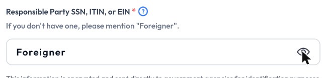 Responsible Party 一栏填 Foreigner