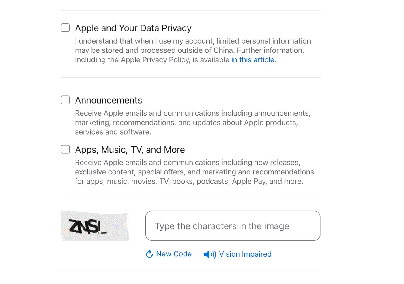 注册 Apple 账号的最后几项
